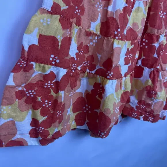 Janie and Jack Linen Sundress Orange Yellow Floral Tiered 18-24 Months - Picture 6 of 8